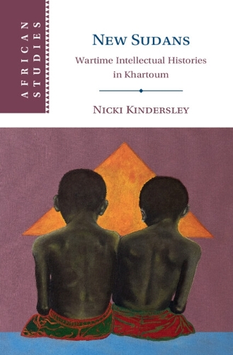 front cover of book 'New Sudans' with two small boys sitting on the Nile, looking towards a glowing pyramid.